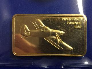 Gold Plated Bronze Bar - "Piper PA-25 Pawnee 1959".