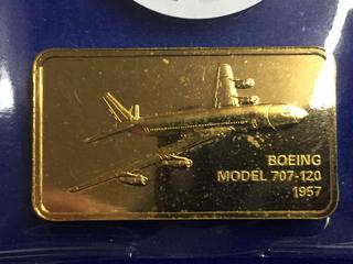 Gold Plated Bronze Bar - "Boeing Model 707-120 1957".