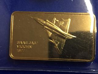 Gold Plated Bronze Bar - "Saab JA37 Viggen 1977".