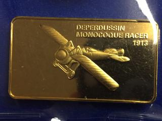 Gold Plated Bronze Bar - "Deperdussin Monocoque Racer 1913".