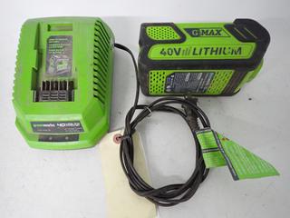 Greenworks Model 29472 40V Lithium Battery Charger. (2-B-1)