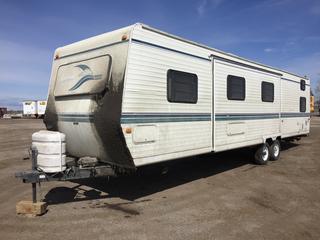 2000 Golf Stream Seahawk 37 Ft. Travel Trailer c/w Slide Out Bunk, (1) Entrance To Bunk Beds & Bathroom The Other Entrance Main Into Kitchen, VIN 59-7-T-F35FBS-54119