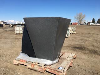 (1) Equinox Marble Plastic Planter, Approximately 30in x 30in x 36in H w/ Drain and (1) Concrete Planter, Approximately 18in x 18in x 36in H.