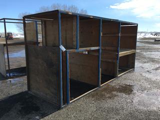 Steel Framed Wooden Storage Rack, Approximately 52in W x 14ft L x 76in H.