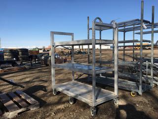 Metal Rolling Cart 3 Shelves, Approximately 24in x 52in x 54in H.