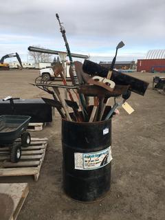 Quantity of Assorted Shovels, Scrapers, Tree Saw and Squeegee.