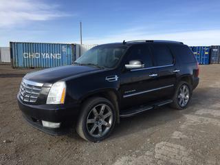 2008 Cadillac Escalade AWD SUV c/w Vortec 6.2L, Auto, A/C, Leather Interior, TV In Back w/Remote, 285/45R22 Tires, Showing 310,684 Kms, VIN 1GYFK63828R138004, *Engine Light On, Hood Hail Damaged, Driver Side Step Damaged/Running Board, Missing Rear Seats In Very Back*