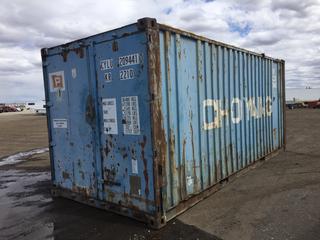 20 Ft. Storage Container # CYLU 2094410, *Puncture Hole In Roof & Side, (1) Door Missing Lock Hinges, Floor Damaged