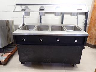 Quest 4 Well Heat Lamp Steam Table c/w Sneeze Guard, (4) Stainless Steel Wells, Individually Heated & Controlled, 120V Single Phase. (AUD)