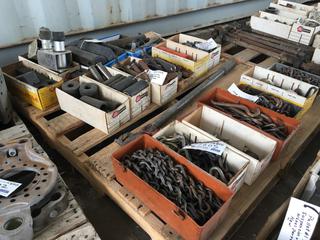 Quantity of Unused Holland 5th Wheel Parts, Premier Pintle Hitch Parts, Trailer Parts and Tire Chain Repair Parts.