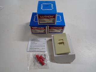 (3) Lutron Single Pole Ivory Slide Dimmer Switches NT-1000-IV. (9-G-1)