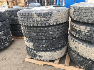 (4) Truck Tires 11 R24.5 Radial M+S 149/146 M w/ Rims.