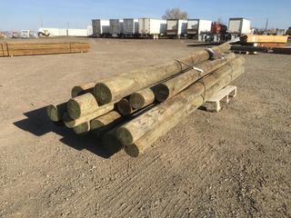 Green Pressure Treated Poles Approx. 6 In. Thick (12) 12 Ft. & (4) 9 Ft.