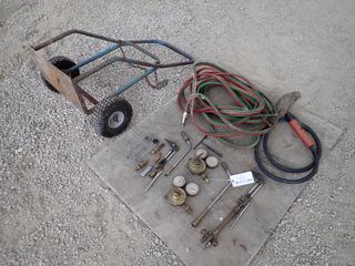 Oxy/Acetylene Cutting Torch Cart C/w Hose, Tips, Gauge, Torch And Strikers