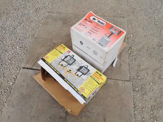 Unused Mr. Heater 26,000 BTU/HR Heater C/w (2) Unused HM 1000 Twin Head Series Flood Lights
