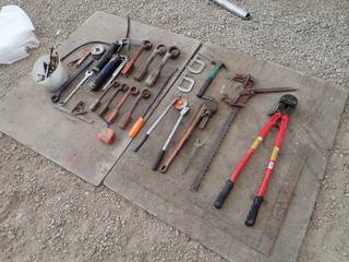 Bolt Cutters, Pipe Wrench, Grease Guns, Tube Bender, Allen Keys, Hammer Wrenches And Assorted Hand Tools