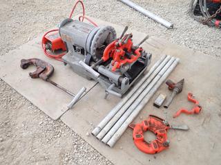 Ridgid 300 Compact 115V 15A Pipe Threading Machine C/w Legs, Reamer, Pipe Cutter, Foot Pedal And 8in - 2in Cutter. SN CAF03431D01