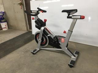 Freemotion S11.9 Carbon Drive Spin Bike with High Gear Ratio, Weighted Flywheel, Adjustable Seat, Dual Sided Pedals, Resistance Knob with Quick Stop Brake, S/N EE331K30339.  (WH)