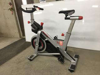 Freemotion S11.9 Carbon Drive Spin Bike with High Gear Ratio, Weighted Flywheel, Adjustable Seat, Dual Sided Pedals, Resistance Knob with Quick Stop Brake, S/N EE331K30406.  (WH)