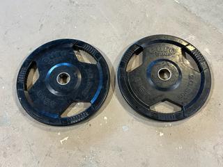 (1) 45lb and (1) 35lb Euro Grip Weight Plates.  (AU)