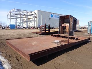 Skidded Steel Deck, 22 Ft. x 10 Ft. x 16 In., w/ Wooden Storage Cabinet and Qty of 17 In. (L) I-Beams