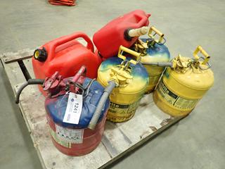 (4) Justrite Metal Safety Containment Cans w/ (3) Jerry Cans (L-1-3)