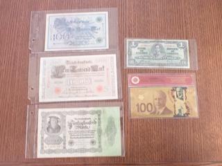 Qty of Assorted Nationality Bank Notes, *Note: Unable to Verify if Legal Tender*  (Office) 