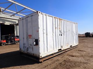 20 Ft. Shipping Container, Insulated, I-Beams Attached to Ceiling w/ 2 Ton Capacity Roller,  0-323606, *Note: 4 Cutouts/Holes on Side Front of Container*  (OS)