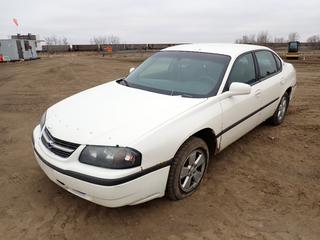 2003 Chevrolet Impala, 4-Door Sedan, c/w 3.4L SFI V6, A/T, A/C, 225/60R16 Tires, Showing 233,203 KMs, VIN 2G1WF52E339417291, *Note: Body and Fender Rust, Flat Front Left Tire, Engine Light On, Damaged Glass*
