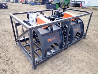 Unused TMG-SG72 Industrial 72 In. Skid Steer Rock Skeleton Grapple Attachment, Universal Mount, 36 In. Arm Opening, 6 In. Tine Spacing, 2,500 lb. Weight Capacity, SN BL2022120351