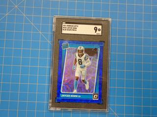 2021 Panini Donruss Optic, Blue Scope Prizm, NFL Football Card, Jaycee Horn, 243, Rookie Card, *Graded 9 MT By SGC*  (Office)