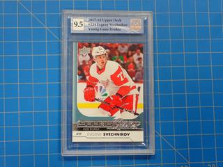 2017-18 Upper Deck Series Young Guns Rookie Card, NHL Hockey Card, Evgeny Svechnikov, 224, *Graded 9.5 By Great Canadian Grading*  (Office)