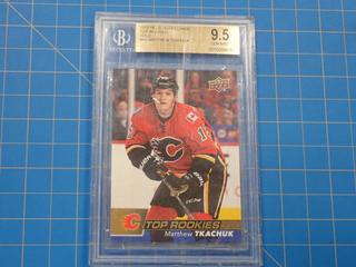 2017-18 Upper Deck MJ Holdings Hockey Card, NHL Top Rookies Gold, Matthew Tkachuk, R-6,  *Graded 9.5 GEM Mint By Beckett Grading Service*  (Office)