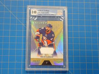 2016-17 Upper Deck NHL Trilogy Hockey Card, Nick Leddy, 45 Game Used Jersey, *Graded 10 By Great Canadian Grading*  (Office)