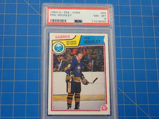 1983 O-Pee-Chee NHL Hockey Card, Phil Housley, 65, Rookie Card, *Graded 8, NM-MT By Professional Sports Authenticator*  (Office)