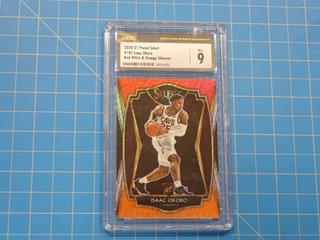 2020-21 Panini Select NBA Basketball Card, Red, White and Orange Shimmer, Isaac Okoro, 182, Rookie Card, *Graded Mint 9 By Certified Sports Guaranty Grading*  (Office)