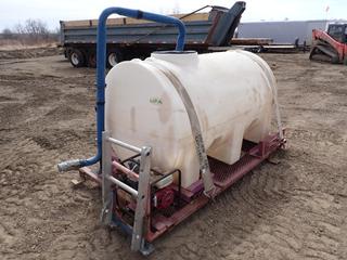 Liquid Storage Tank, 80 In. (L) x 4 Ft. (W) x 4 Ft. (H), c/w Honda GX160 5.5 HP Pump, Strapped On Steel Skid, 62 In. x 102 In.  