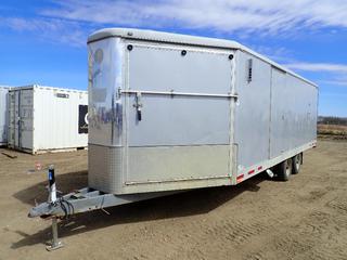 2008 Wells Industries T/A V-Nose 26 Ft. Enclosed Commercial Trailer, Model FW272-VF, 4,535 KG GAWR Axles, ST225/75R15 Tires, VIN 1WC200M2494072729, c/w 5,000 lb. A-Frame Trailer Jack, Ball Hitch, Hopkins Towing The Engager Break-Away System, Side Man Door, Rear Ramp Door, V-Nose Ramp Door