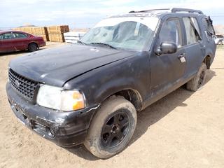 2005 Ford Explorer XLT SUV, All-Wheel Drive, c/w 4.6L V8 SDHC 16V Gas Engine, A/T, A/C, 245/70R16 Front Tires, 245/75R16 Rear Tires, Showing 262,695 KMs, VIN 1FMZU73W65UB19056, *Note: Several Broken Windows, Flat Left Rear Tire, No Keys, Running Condition Unknown*