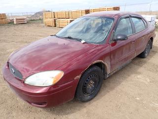 2004 Ford Taurus SE 4-Door Sedan, c/w 3.0L V6 OHV 12V Gas Engine, A/T, A/C, 215/60R16 Tires, Showing 214,674 KMs, VIN 1FAFP53U44G176750, *Note: Running Condition Unknown, Body Rust and Cracks, Damaged Glass*