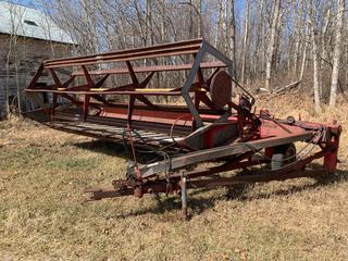1977 Versatile 15 Ft. Pull Type Swather, Model 10, SN 007265 **Note: Working Condition Unknown, Buyer Responsible For Loadout, Item Located Offsite Near Egremont, Contact Chris For More Information 587-340-9961**
