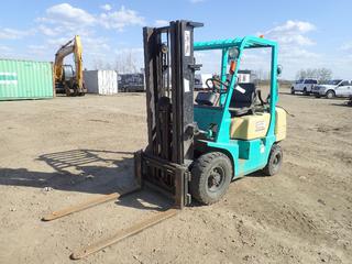 2000 Yang Forklift, Model FG-25, LPG, 3-Stage Mast, 4 Ft. Forks, 4,700 mm Max. Lift Height, 2,500 KG Max. Load Capacity, 7.00-12 NHS Front Tires, 6.00-9 Rear Tires, *Note: No Propane Tank, Works As Per Consignor*