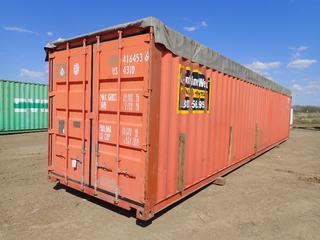 1994 40 Ft. Shipping Container, SN 416453 6, w/ Shelving Units, *Note: Roof Covered w/ Tarp*