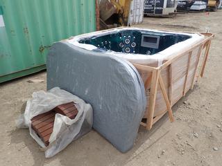 Unused KGT Spa Model JCS-12 7-Seater Spa Pool/Hot Tub C/w 240VAC, 60Hz, 48A, Balboa Onboard Control System, Cover And Steps. Ref: 4002553