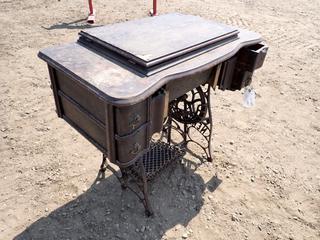 New Home Antique Cabinet Treadle Sewing Machine, *Note: Working Condition Unknown*  (S-1-3)