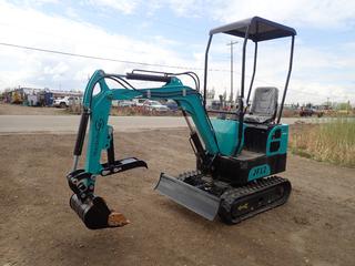 JF12 Mini Excavator c/w Briggs & Stratton 13.5 HP, Canopy, 16 In. Bucket, 39 In. Blade, Mechanical Thumb, 7 In. (W) Tracks. Showing 0,018 Hrs., SN 421923769 **Located Offsite at 21220-107 Avenue NW, Edmonton, For More Information Contact Richard at 780-222-8309**