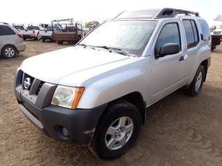 2005 Nissan XTerra SUV, 4x4, c/w 4.0L V6 DOHC 24V Gas, A/T, A/C, P265/70R16 TiresVIN 5N1AN08W15C604043, *Note: No Key, Unable to Verify Mileage, Running Condition Unknown, Body Rust, Damaged Glass*