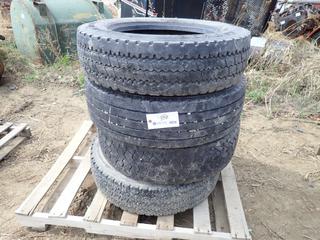 (4) 19.5 Tires, w/ (1) Rim,  **Located Offsite at 21220-107 Avenue NW, Edmonton, For More Information Contact Richard at 780-222-8309**