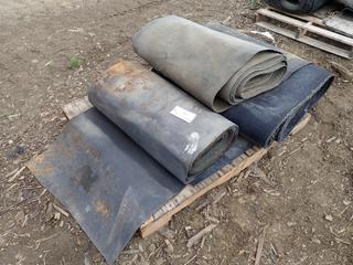 Qty of Assorted Rubber Belting, 32.5-38 In. Widths,*Note: Unknown Lengths*,  **Located Offsite at 21220-107 Avenue NW, Edmonton, For More Information Contact Richard at 780-222-8309**