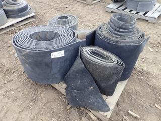 Qty of Assorted Rubber Belts, 12.5-19 In. Widths, *Note: Unknown Lengths*,  **Located Offsite at 21220-107 Avenue NW, Edmonton, For More Information Contact Richard at 780-222-8309**